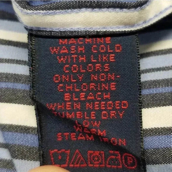 {Austin Reed London} Men's Large Blue White Striped Button Down Dress Shirt - Picture 6 of 6